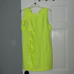 NWT neon green cocktail dress with ruffle